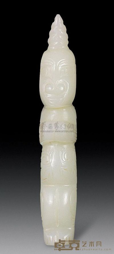 西周 白玉神人坠 重36g；高8.5cm