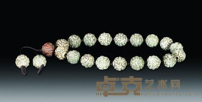 战国 白玉云纹珠串 总重197g