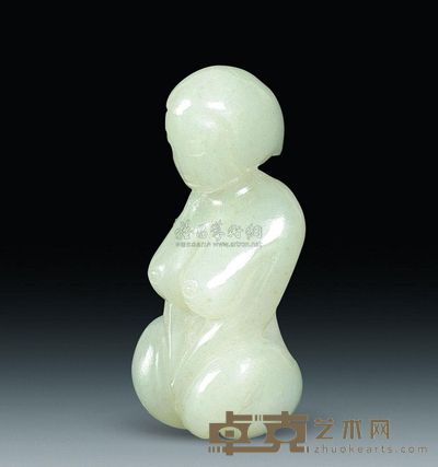汉代 白玉神女坠 高3.5cm；重10g
