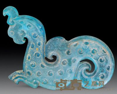 汉代 蓝色琉璃凤鸟佩 长7.3cm；重30g