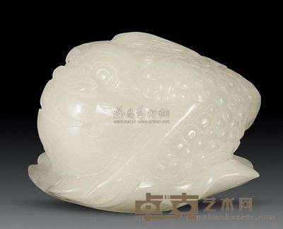 清代 白玉雕金蟾坠 长4.5cm；重89g