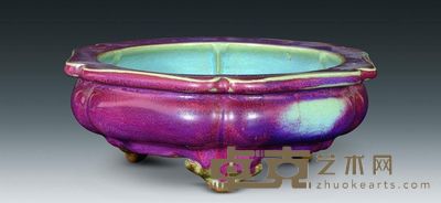 宋代 钧窑玫瑰紫釉三足洗 高8.1cm；口21.5cm