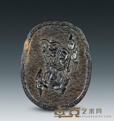 清代 苏门答腊犀角雕云龙纹牌 长6.5cm；重23g