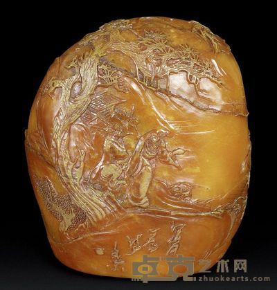 清代 田黄山水高仕图摆件 7.2×6.2×4.6cm；总重307g