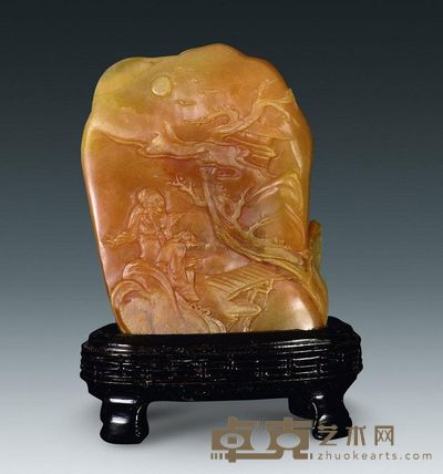 清代 田黄冻山水人物摆件 7.3×5.3×2.5cm；重147g