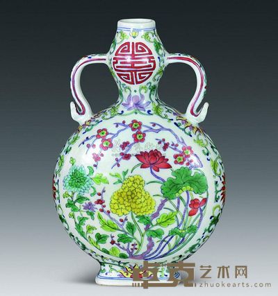 清代 斗彩花叶纹葫芦绶带瓶 高20.5cm；口2.8cm；底6.5cm