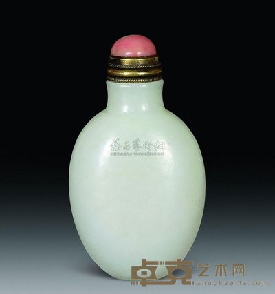 清代 白玉素面珊瑚顶鼻烟壶 高7.7cm；重84g