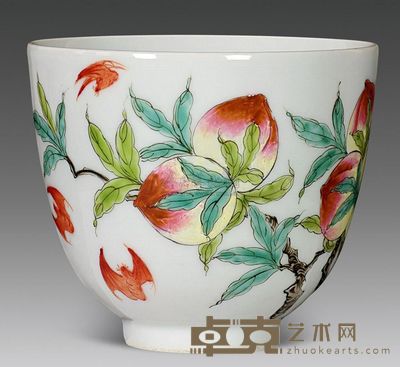 清代 粉彩福寿纹铃形杯 高9.5cm；口11cm；底4.8cm
