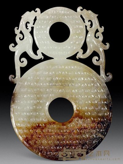 汉代 白玉双龙联璧 通高13.5cm；重95g