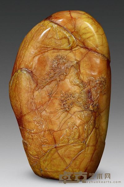清代 田黄高仕图摆件 102.33×61.29×47.04mm；重380g