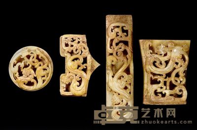 汉代 白玉螭纹剑饰 （一套四只） 长16cm；重1334g