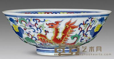 清代 斗彩夔凤穿花纹碗 高5.5cm；口14.5cm；底5cm