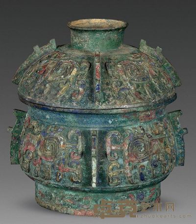清代 青铜象纹簋 高25.5cm；口21.8cm；底17.3cm；重3670g