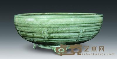 明代 龙泉窑八卦文三足洗 高11.5cm；口27.5cm；底13cm