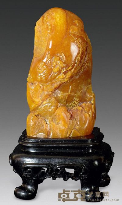 清代 田黄冻童子高仕图摆件 81.59×39.79×33.28mm；重554g