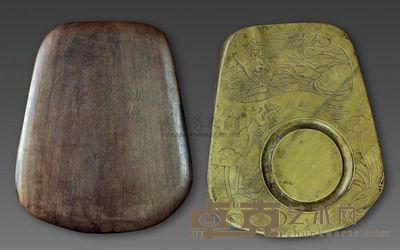 清代 绿端海兽清心堂砚台 长41cm；厚7cm