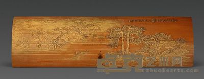 清代 留青竹雕“张希黄”款臂搁 长30.2cm