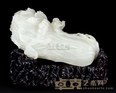 清代 白玉白菜摆件 重2192g；长23cm