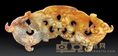 汉代 白玉双龙佩 长12.3cm；重70g