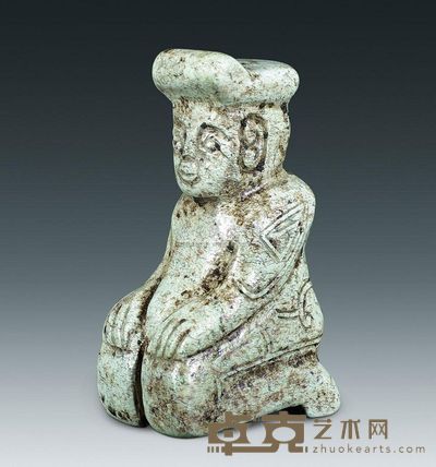 商代 鸡骨白玉跪人 高5.9cm；重60g