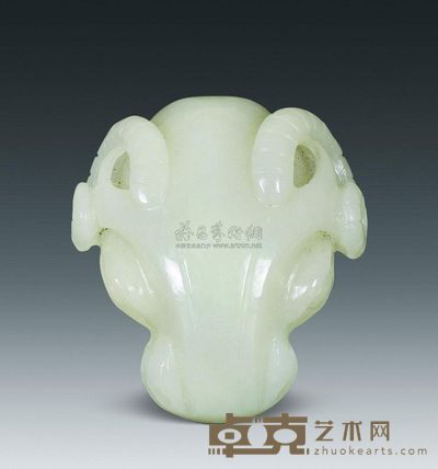 青白玉羊首摆件 重103g；长6cm