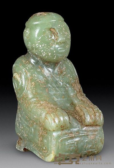 汉代 青玉跪人 高5.5cm；重67g