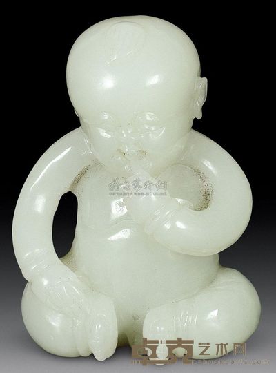 青白玉童子小摆件 高5.9cm；重69g