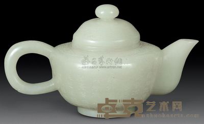 清代 青白玉诗文小壶 高7.4cm；口4.5cm；总重203g