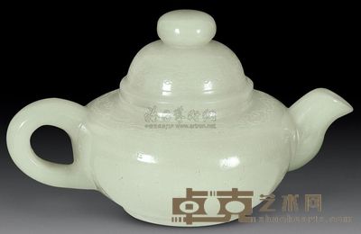 清代 青白玉高仕诗文壶 重371g；口6cm；高9cm