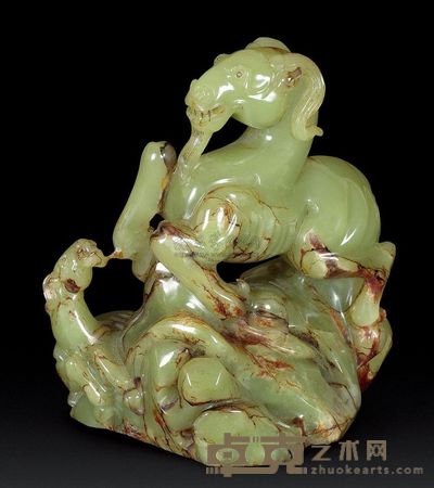 清代 青黄玉洋洋得意摆件 高14.8cm；重1367g