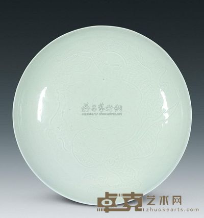 宋代 定窑白釉龙纹盘 高6.5cm；口32cm；底16.5cm