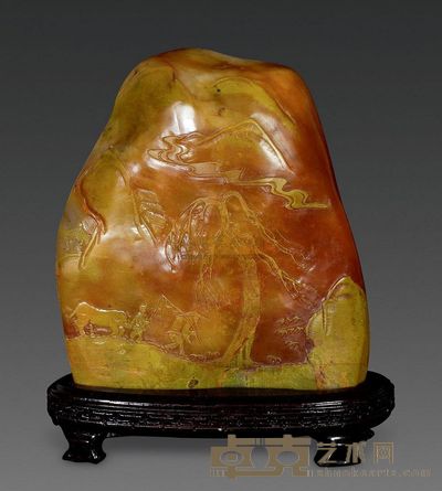 清代 田黄雕渔耕图摆件 148×135×43mm；重1154g