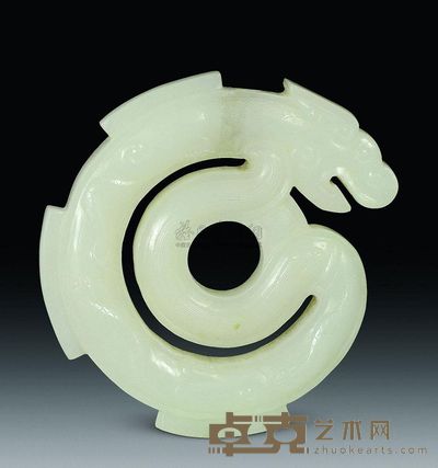 清代 白玉龙形佩 长7.2cm；重87g