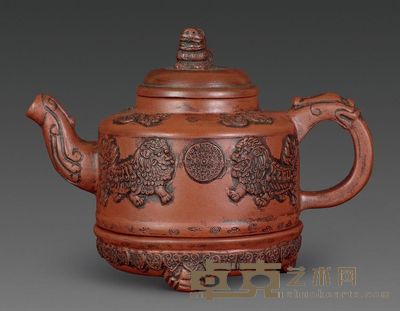 清咸丰 狮钮紫砂壶 高11.8cm；口5.5cm；底7.3cm