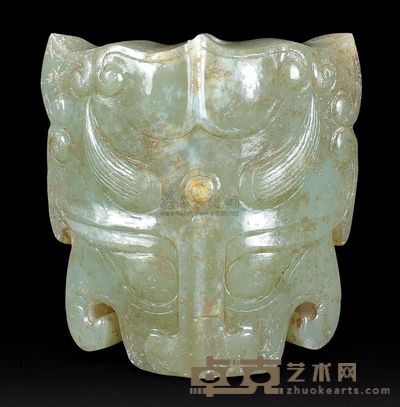 汉代 青玉兽面佩 长4.2cm；重49g