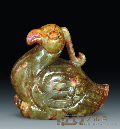 汉代 青白玉鸟 高4.3cm；重41g
