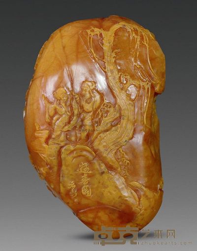 清代 田黄冻游春图“元竹”款摆件 88.79×53.20×48.29mm；重332g