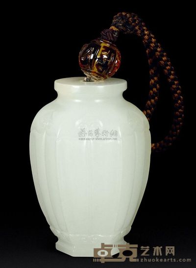 清代 白玉瓶形坠 高6.8cm；重140g