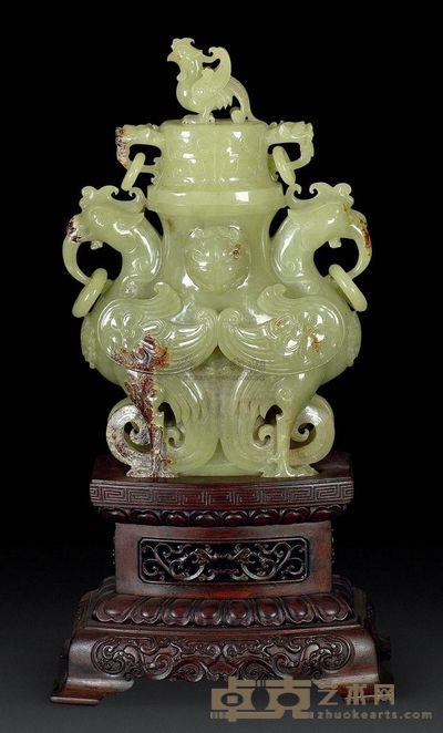 清代 黄玉天鸡尊 高25.5cm；口8cm；重2241g