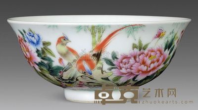 清代 粉彩雉鸡牡丹碗 高6.8cm；口15.8cm；底6cm