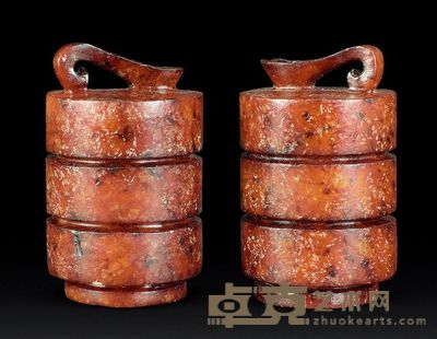 汉代 白玉司南佩 （一对） 高5.5cm；总重221g