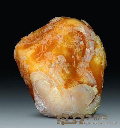 清代 田黄冻雅聚园摆件 60.21×40.36×30.35mm；重111.351g