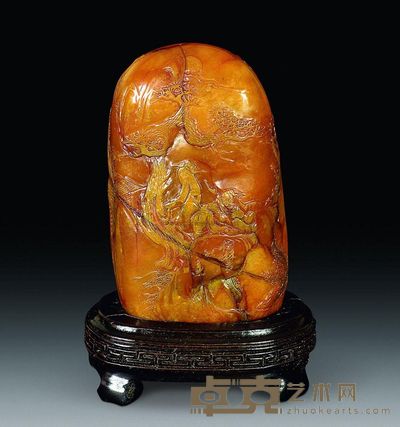 清代 松林高仕图田黄摆件 9.7×6.1×3.1cm；重298g
