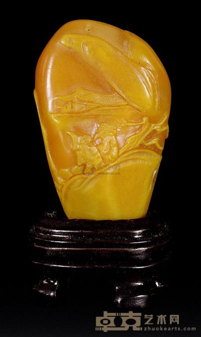清代 田黄冻山水高仕图摆件 47.24×31.12×18.15mm；重34.332g