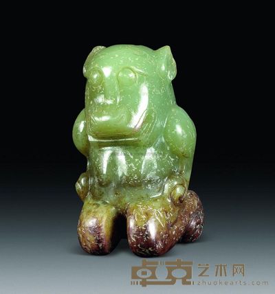 汉代 青玉跪兽 高5.3cm；重78g