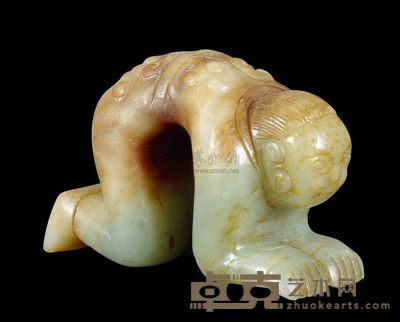 汉代 青白玉弓形人 长5.7cm；重86g