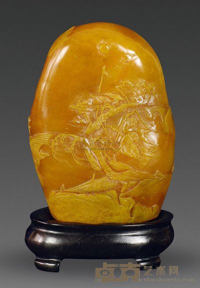 清代 田黄高仕风景图摆件 97×68×32mm；重382g