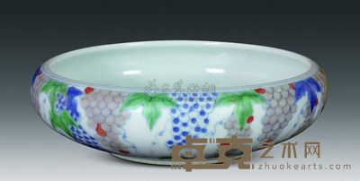 明代 斗彩葡萄纹笔洗 高4.3cm；口11.8cm；底7cm