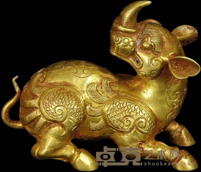 宋代 黄金犀牛望月摆件 高5.5cm；重89g；含金量82%