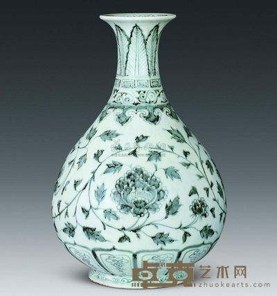 明早期 缠枝牡丹玉壶春瓶 高30.8cm；口8.9cm；底12cm